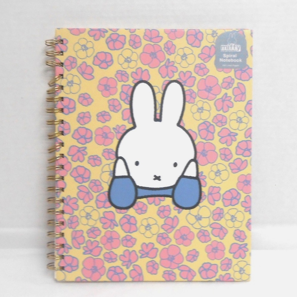 Miffy Spiral 9x11 Notebook Miffy Flowers Pattern Hard Cover 180 Lined Pages NWT✨